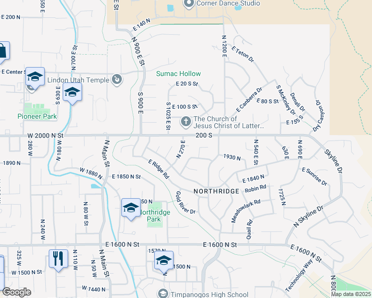 map of restaurants, bars, coffee shops, grocery stores, and more near 288 East 1960 North in Orem