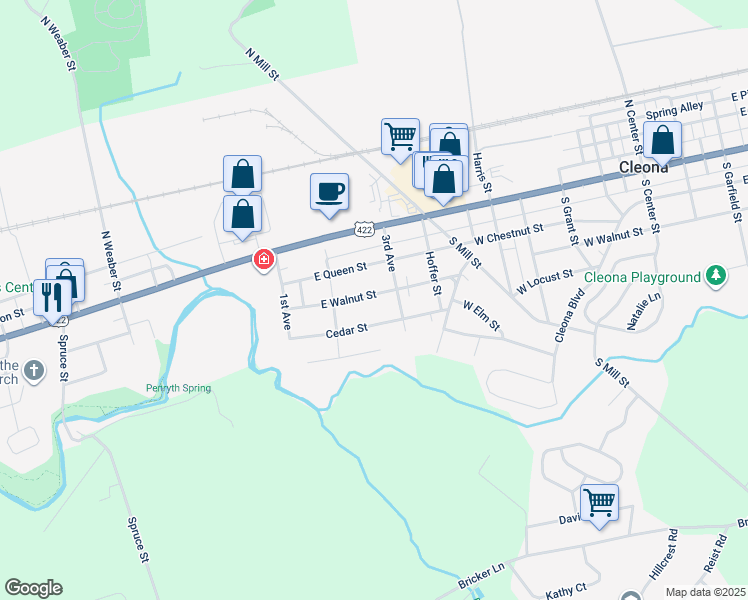 map of restaurants, bars, coffee shops, grocery stores, and more near 1456 East Walnut Street in Annville