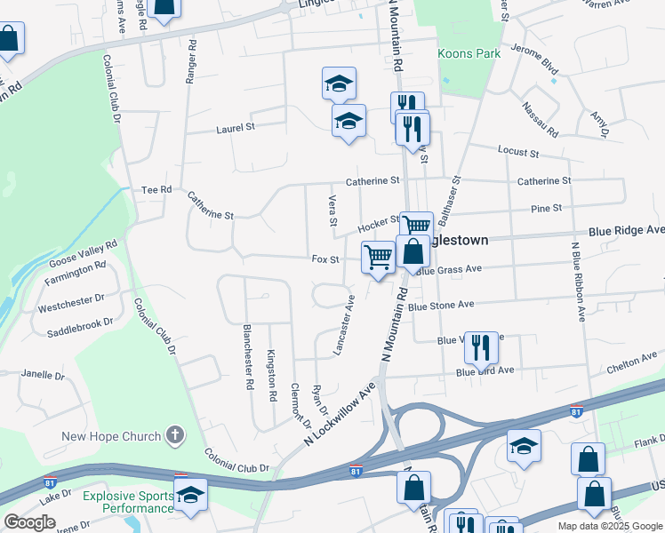 map of restaurants, bars, coffee shops, grocery stores, and more near 5884 Fox Street in Harrisburg
