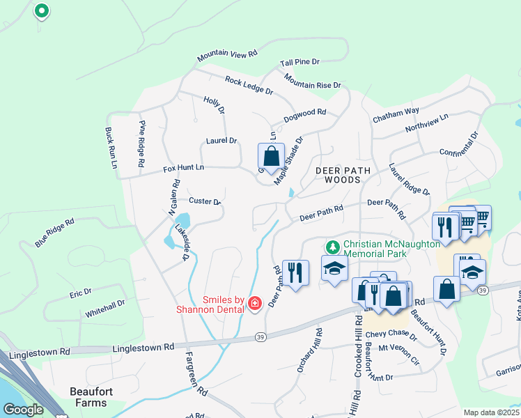 map of restaurants, bars, coffee shops, grocery stores, and more near 120 Hiddenwood Drive in Harrisburg