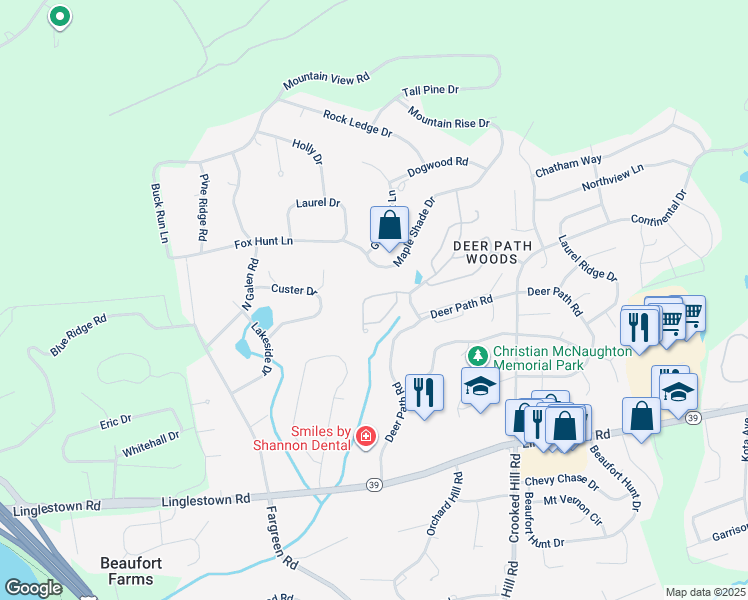 map of restaurants, bars, coffee shops, grocery stores, and more near 120 Hiddenwood Drive in Harrisburg