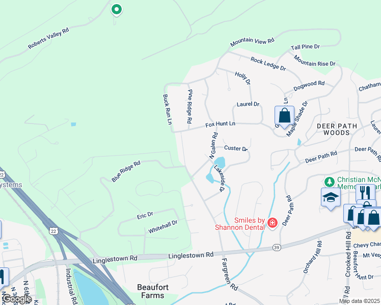 map of restaurants, bars, coffee shops, grocery stores, and more near 4625 Fargreen Road in Harrisburg
