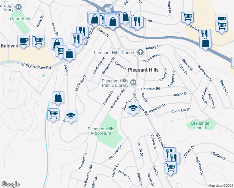 map of restaurants, bars, coffee shops, grocery stores, and more near 94 Colson Drive in Pittsburgh