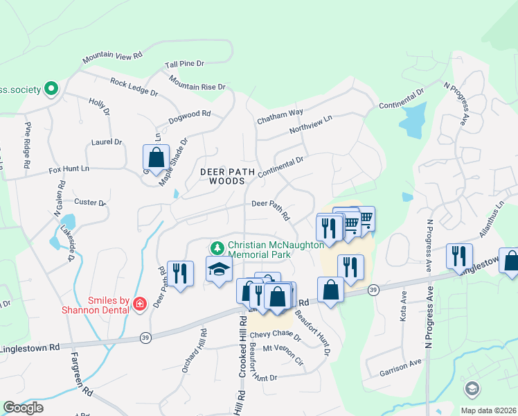 map of restaurants, bars, coffee shops, grocery stores, and more near 2012 Deer Path Road in Harrisburg