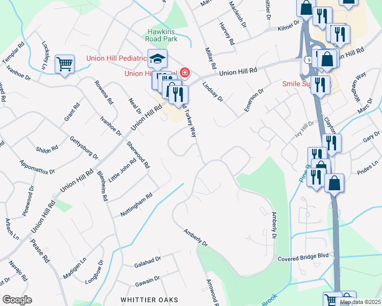 map of restaurants, bars, coffee shops, grocery stores, and more near 12 Pine Cluster Circle in Manalapan Township