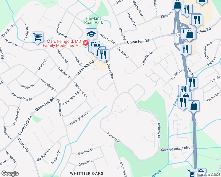 map of restaurants, bars, coffee shops, grocery stores, and more near 12 Pine Cluster Circle in Manalapan Township