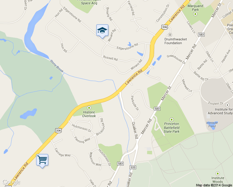 map of restaurants, bars, coffee shops, grocery stores, and more near 612 Lawrenceville Road in Princeton