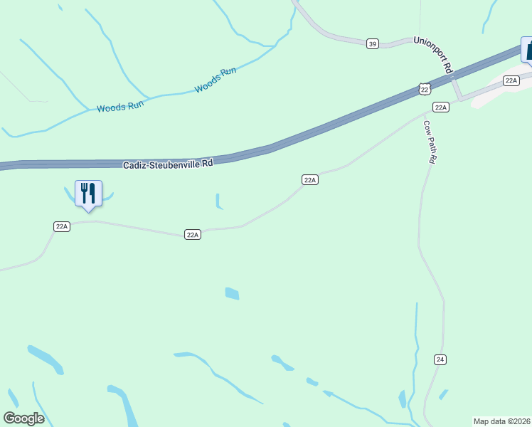 map of restaurants, bars, coffee shops, grocery stores, and more near County Road 22A in Jefferson County