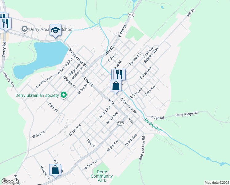 map of restaurants, bars, coffee shops, grocery stores, and more near in Derry