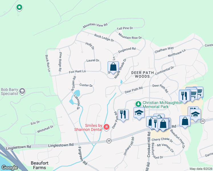 map of restaurants, bars, coffee shops, grocery stores, and more near 131 Hiddenwood Drive in Harrisburg