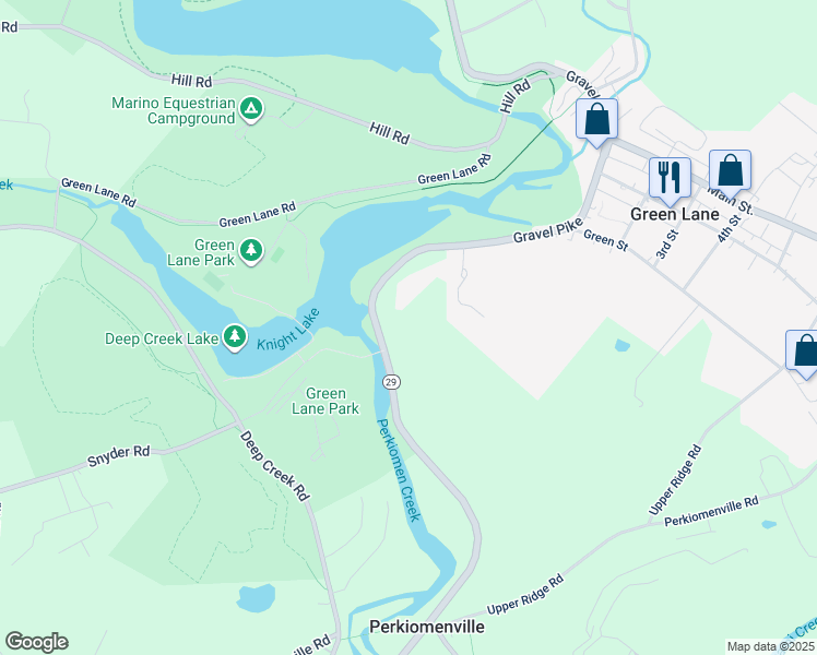 map of restaurants, bars, coffee shops, grocery stores, and more near 4521 Gravel Pike in Green Lane