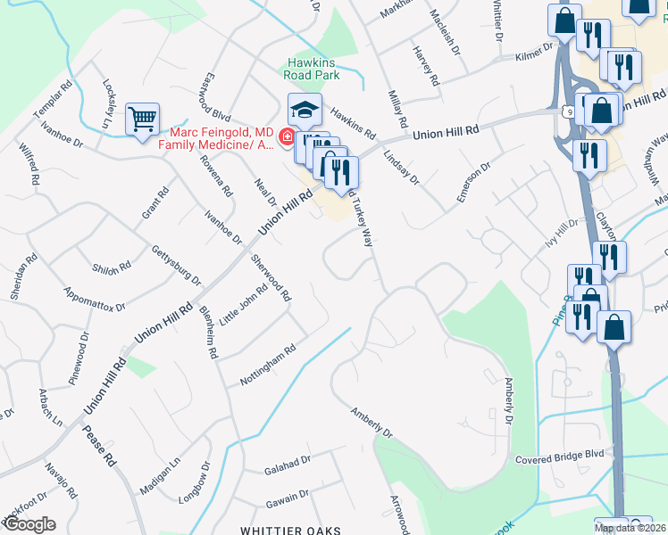 map of restaurants, bars, coffee shops, grocery stores, and more near 16 Pine Cluster Circle in Manalapan Township