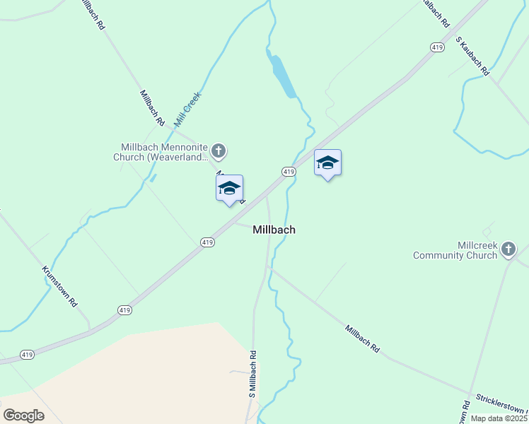 map of restaurants, bars, coffee shops, grocery stores, and more near 7 South Millbach Road in Newmanstown