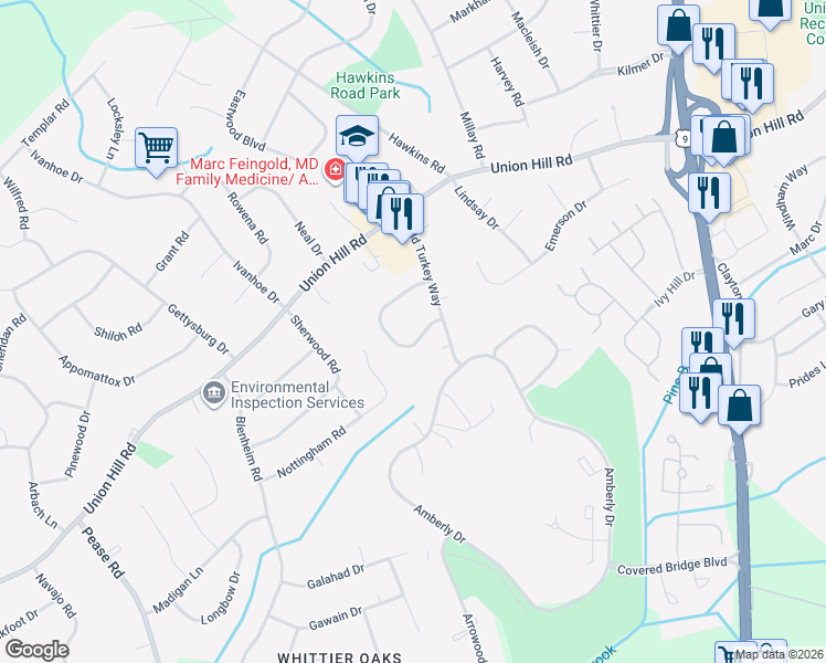 map of restaurants, bars, coffee shops, grocery stores, and more near 16 Pine Cluster Circle in Manalapan Township