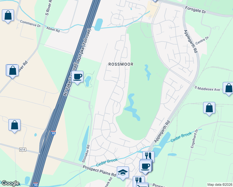 map of restaurants, bars, coffee shops, grocery stores, and more near 612N Winchester Lane in Monroe Township