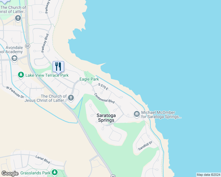 map of restaurants, bars, coffee shops, grocery stores, and more near 1602 South Wiltshire Lane in Saratoga Springs