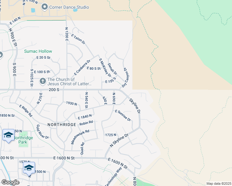 map of restaurants, bars, coffee shops, grocery stores, and more near 1984 North 690 East Street in Orem