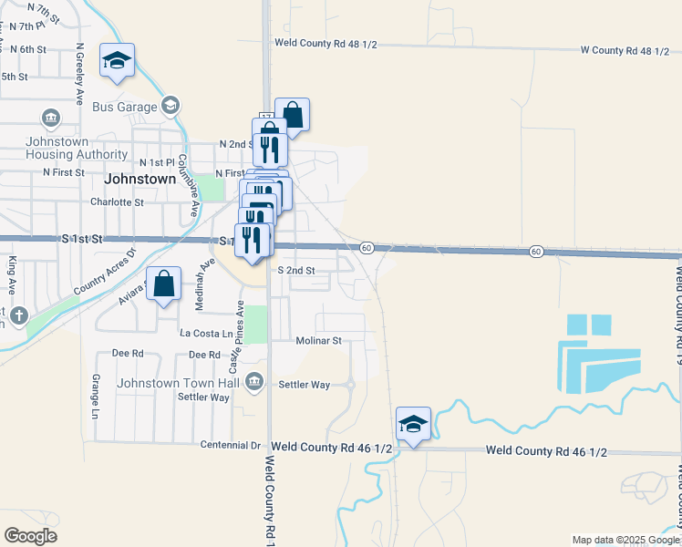 map of restaurants, bars, coffee shops, grocery stores, and more near 24 Kuner Avenue in Johnstown