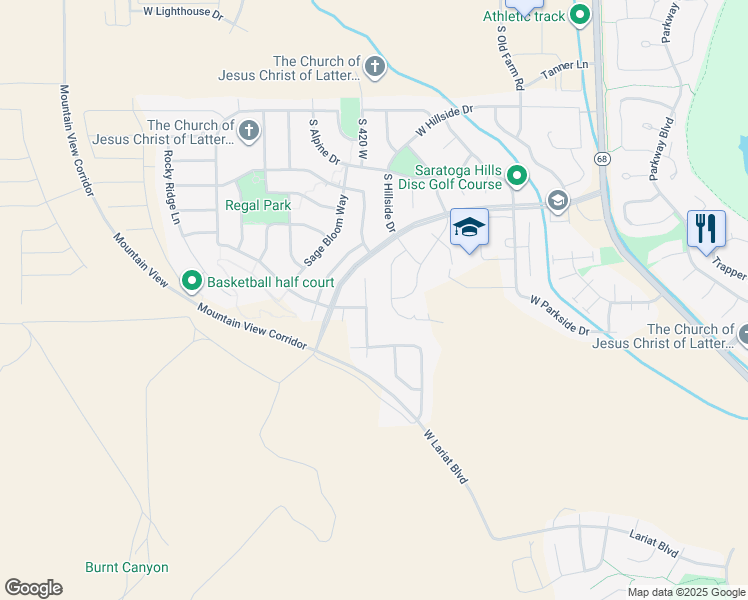 map of restaurants, bars, coffee shops, grocery stores, and more near 1532 Sage View Court in Saratoga Springs