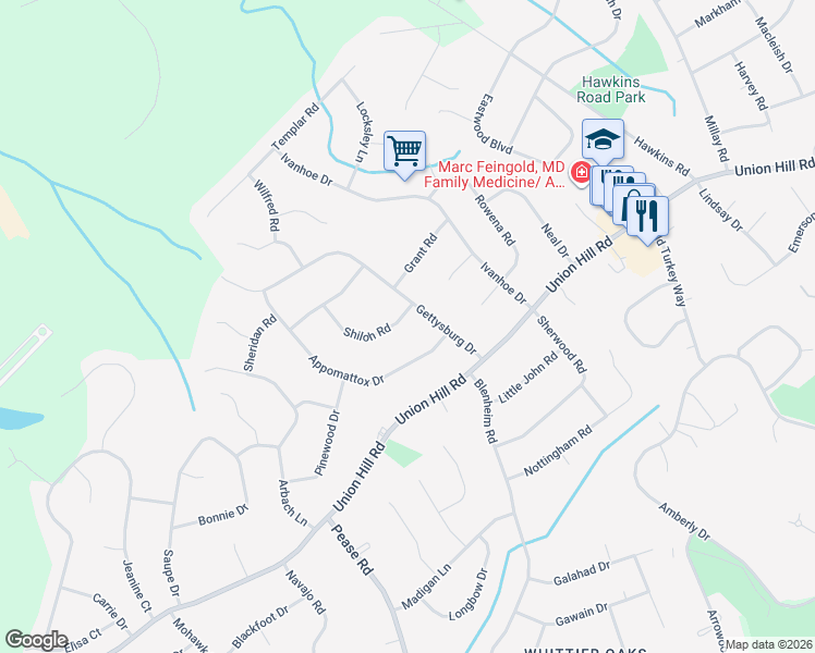 map of restaurants, bars, coffee shops, grocery stores, and more near 2 Shiloh Road in Manalapan Township