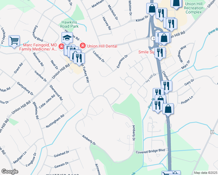 map of restaurants, bars, coffee shops, grocery stores, and more near 25 Meadow Green Circle in Manalapan Township