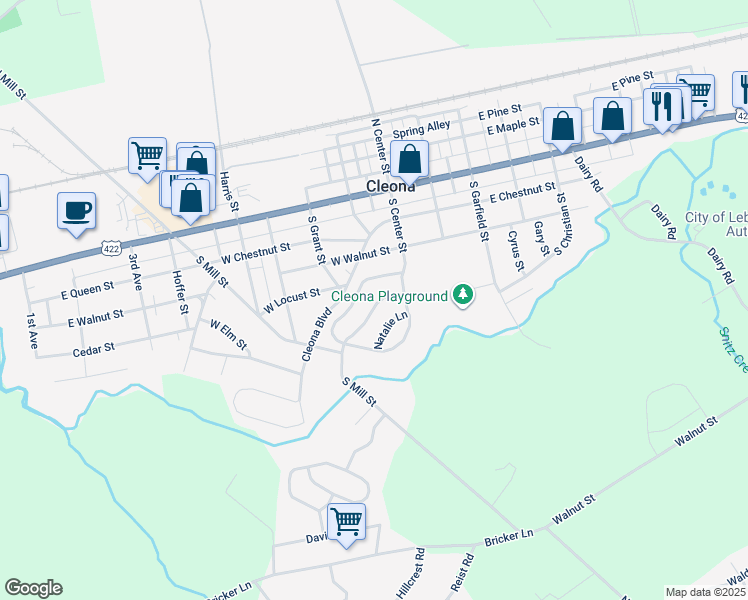 map of restaurants, bars, coffee shops, grocery stores, and more near 15 Walnut Mill Lane in Cleona