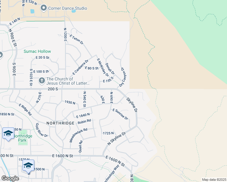 map of restaurants, bars, coffee shops, grocery stores, and more near 1984 North 690 East Street in Orem