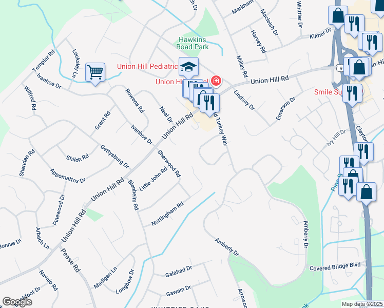 map of restaurants, bars, coffee shops, grocery stores, and more near 7 Pine Cluster Circle in Manalapan Township