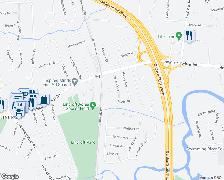 map of restaurants, bars, coffee shops, grocery stores, and more near 73 Martin Drive in Middletown