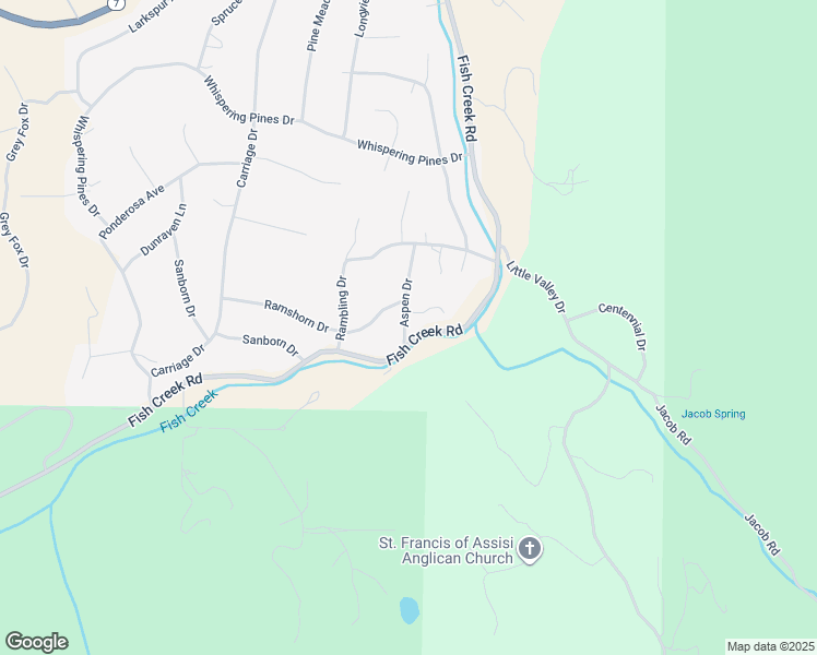 map of restaurants, bars, coffee shops, grocery stores, and more near 2951 Fish Creek Road in Estes Park