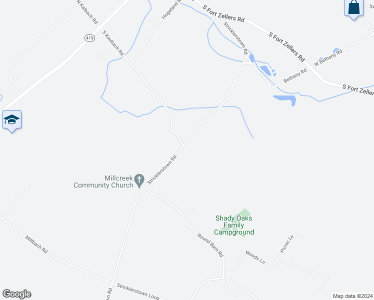 map of restaurants, bars, coffee shops, grocery stores, and more near 102 Stricklerstown Road in Newmanstown
