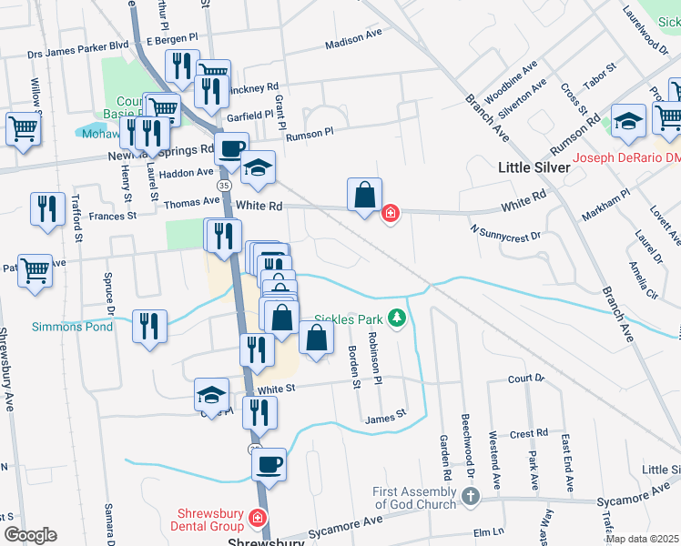 map of restaurants, bars, coffee shops, grocery stores, and more near 96 Constitution Drive in Shrewsbury