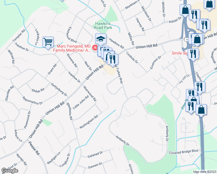 map of restaurants, bars, coffee shops, grocery stores, and more near 17 Pine Cluster Circle in Manalapan Township