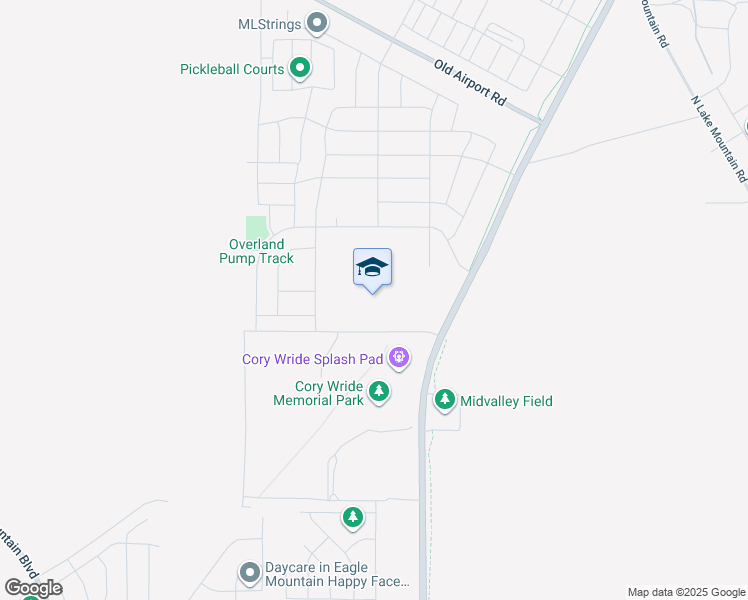 map of restaurants, bars, coffee shops, grocery stores, and more near 1427 Mid Valley Road in Eagle Mountain