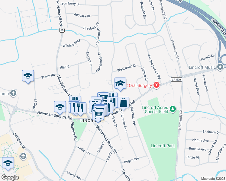 map of restaurants, bars, coffee shops, grocery stores, and more near 48 Hurleys Lane in Middletown