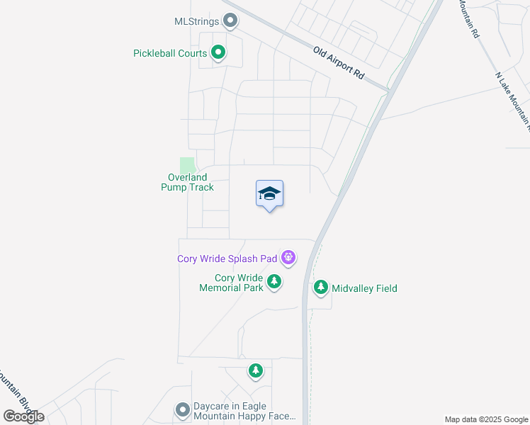 map of restaurants, bars, coffee shops, grocery stores, and more near 1427 Mid Valley Road in Eagle Mountain
