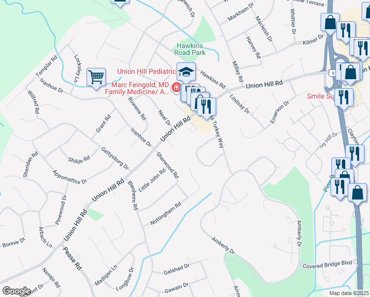 map of restaurants, bars, coffee shops, grocery stores, and more near 5 Pine Cluster Circle in Manalapan Township