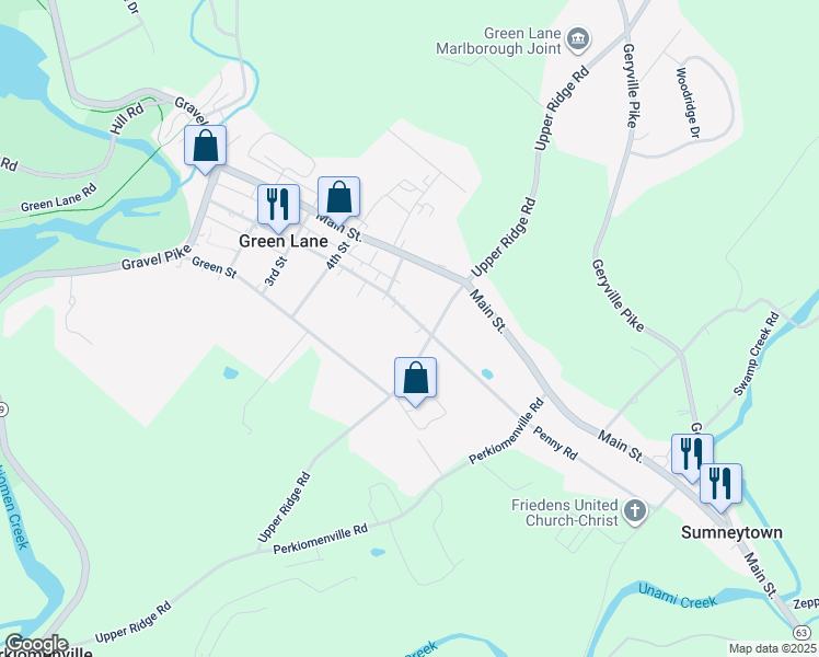map of restaurants, bars, coffee shops, grocery stores, and more near 508 Walnut Street in Green Lane