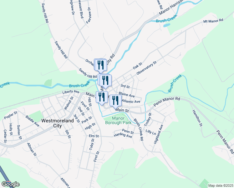 map of restaurants, bars, coffee shops, grocery stores, and more near in Manor