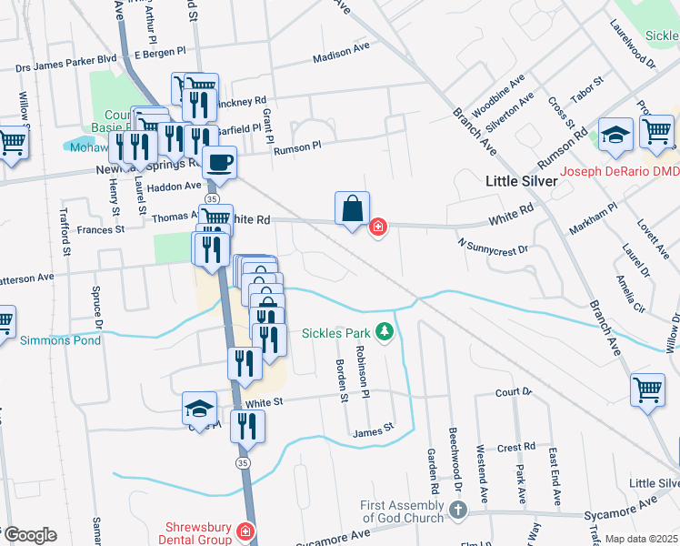 map of restaurants, bars, coffee shops, grocery stores, and more near 96 Constitution Drive in Shrewsbury