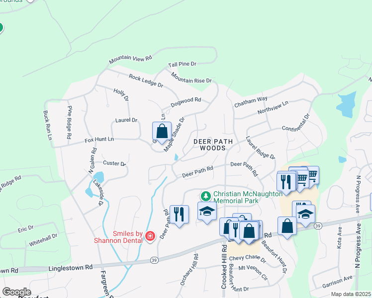 map of restaurants, bars, coffee shops, grocery stores, and more near 32200 Autumn Chase in Harrisburg