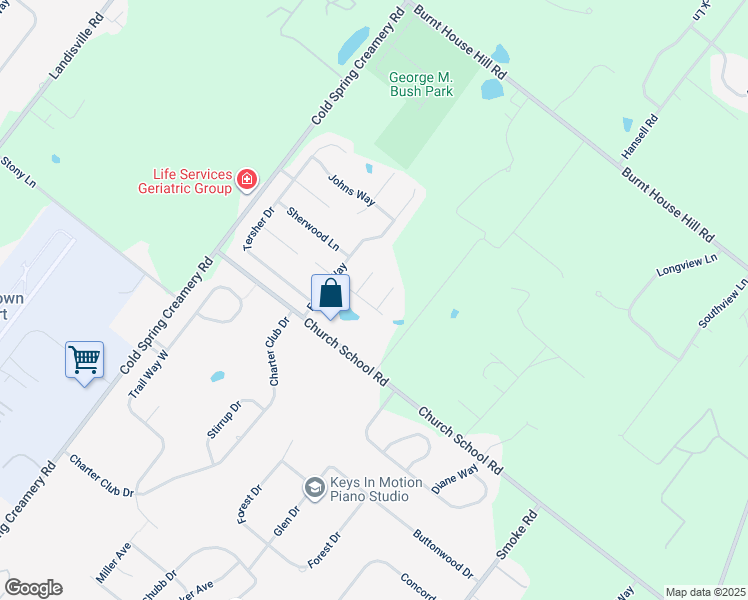 map of restaurants, bars, coffee shops, grocery stores, and more near 4160 Hilltop Circle in Doylestown