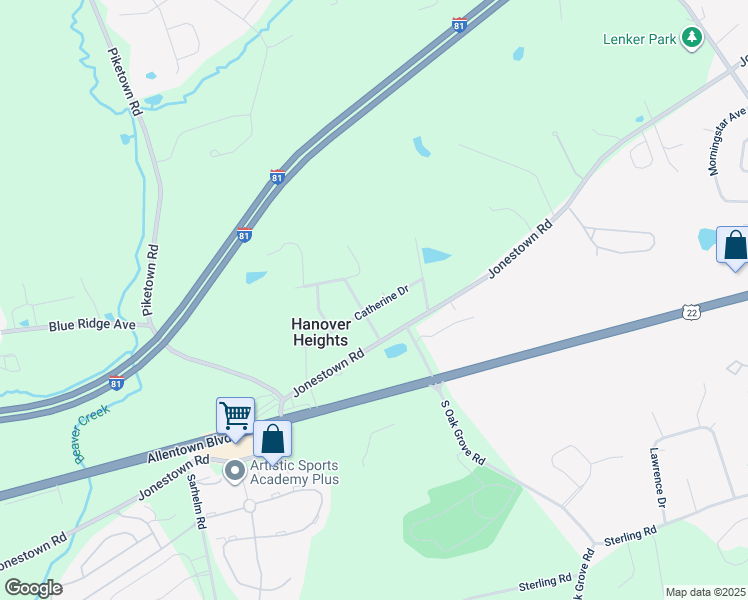 map of restaurants, bars, coffee shops, grocery stores, and more near 7204 Catherine Drive in Harrisburg