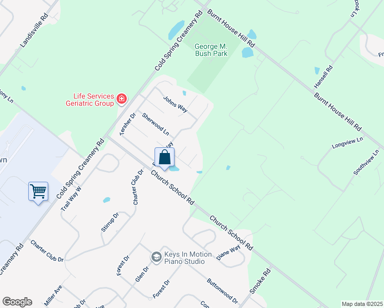 map of restaurants, bars, coffee shops, grocery stores, and more near 4180 Hilltop Circle in Doylestown