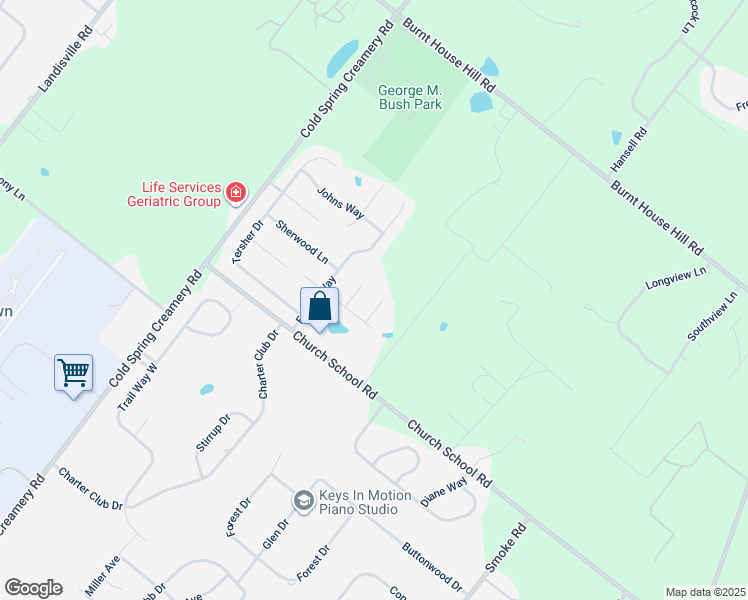 map of restaurants, bars, coffee shops, grocery stores, and more near 4180 Hilltop Circle in Doylestown