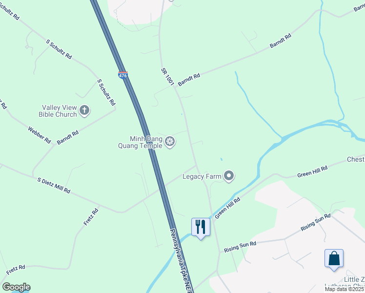 map of restaurants, bars, coffee shops, grocery stores, and more near 222 South Allentown Road in Telford