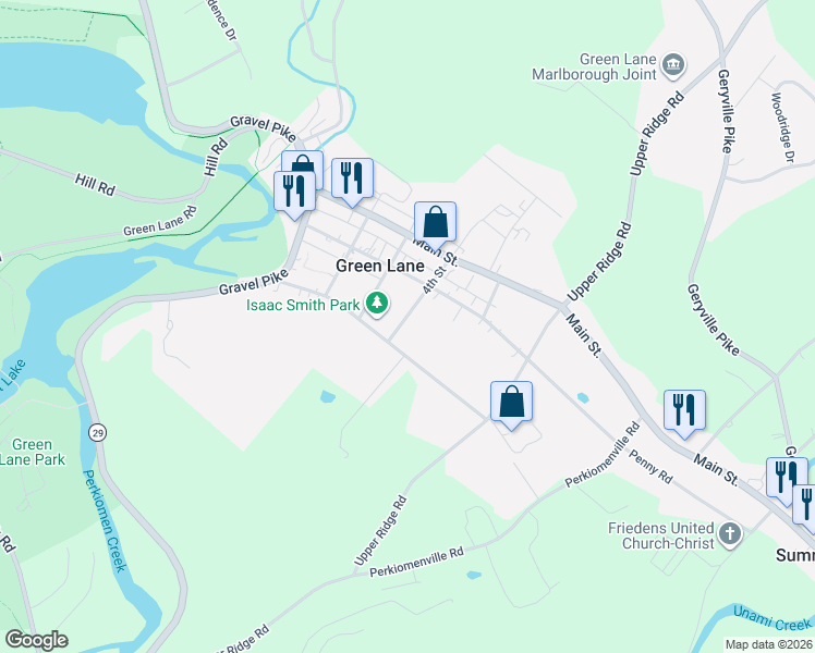 map of restaurants, bars, coffee shops, grocery stores, and more near 413 4th Street in Green Lane