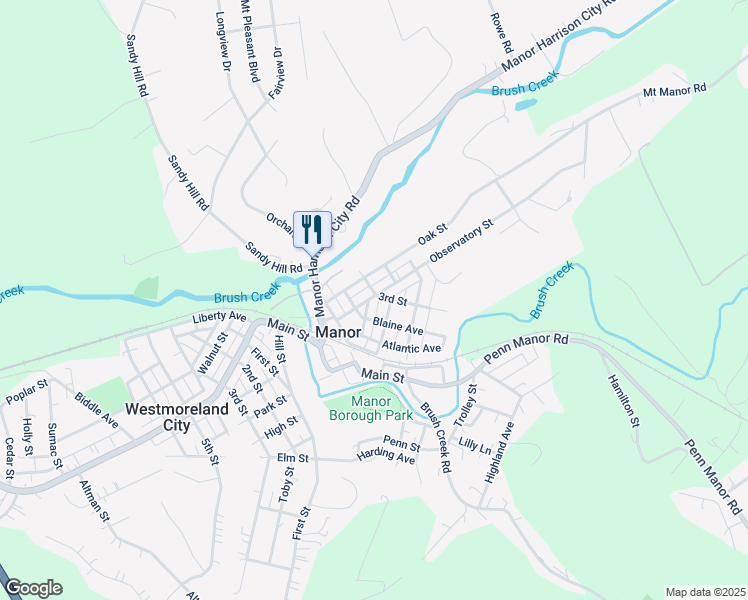 map of restaurants, bars, coffee shops, grocery stores, and more near 29 3rd Street in Manor