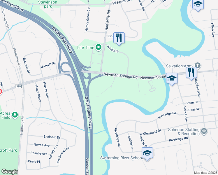 map of restaurants, bars, coffee shops, grocery stores, and more near Phoenix Drive in Middletown