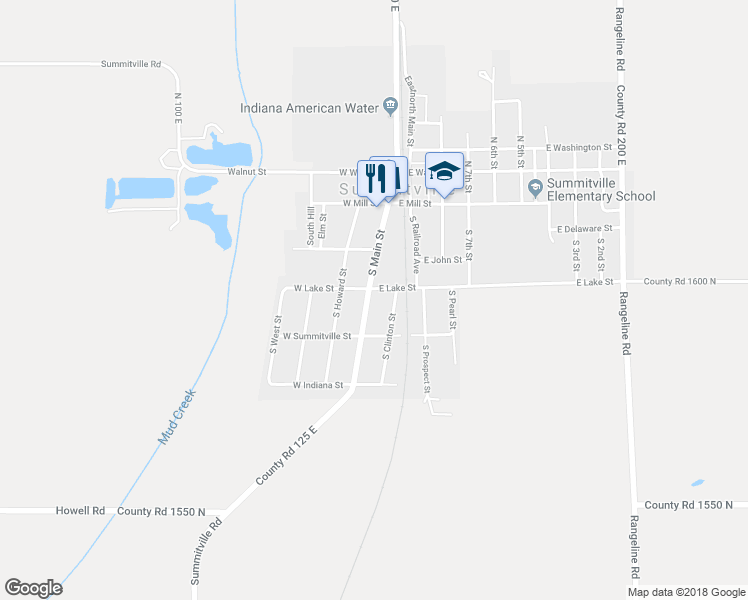 map of restaurants, bars, coffee shops, grocery stores, and more near 309 South Main Street in Summitville